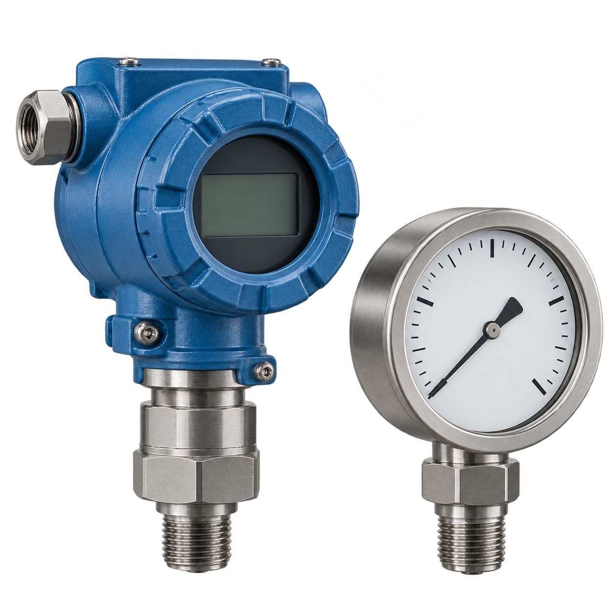 Pressure transmitter and gauge